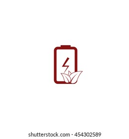 Flat paper cut style icon of eco friendly battery. Vector illustration
