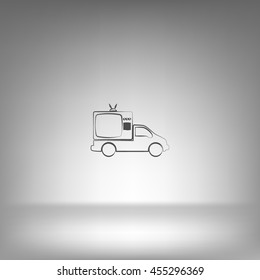Flat paper cut style icon of vehicle. Delivery car symbol vector illustration