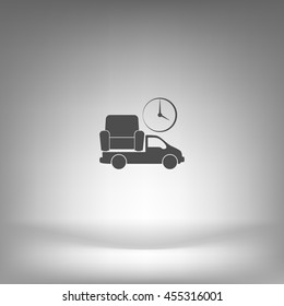 Flat paper cut style icon of vehicle. Delivery car symbol vector illustration