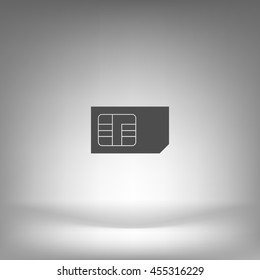 Flat paper cut style icon of a sim card. Vector illustration