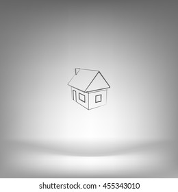 Flat paper cut style icon of house model vector illustration