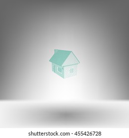 Flat paper cut style icon of house model vector illustration