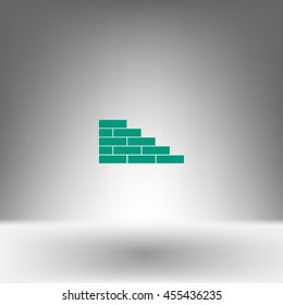Flat paper cut style icon of brickwork fragment. Vector illustration