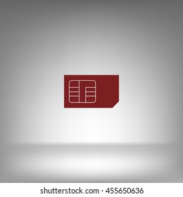 Flat paper cut style icon of a sim card. Vector illustration