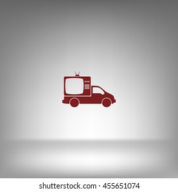 Flat paper cut style icon of vehicle. Delivery car symbol vector illustration