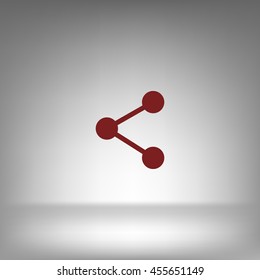 Flat paper cut style icon of share. Vector illustration