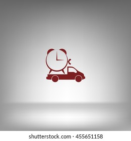 Flat paper cut style icon of vehicle. Delivery car symbol vector illustration