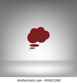 Flat paper cut style icon of thought cloud. Vector illustration