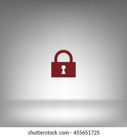 Flat paper cut style icon of a lock. Vector illustration