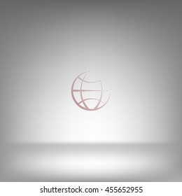Flat paper cut style icon of globe. Vector illustration