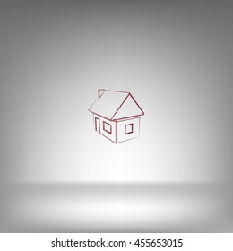Flat paper cut style icon of house model vector illustration