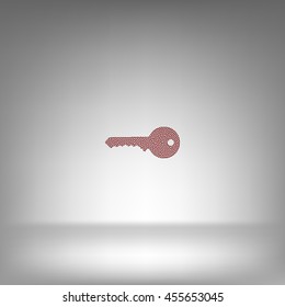 Flat paper cut style icon of an old key. Vector illustration