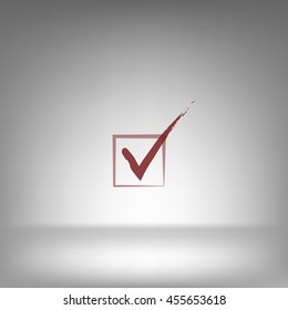 Flat paper cut style icon of check box. Vector illustration