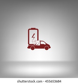 Flat paper cut style icon of eco vehicle. Delivery car symbol vector illustration