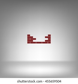 Flat paper cut style icon of brickwork fragment. Vector illustration