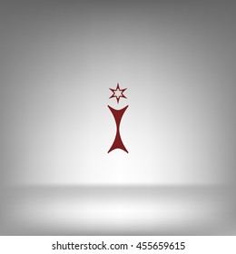 Flat paper cut style icon of trophy and award. Vector illustration