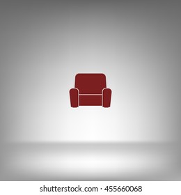 Flat paper cut style icon of furniture. Vector illustration