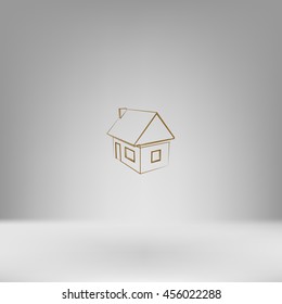 Flat paper cut style icon of house model vector illustration