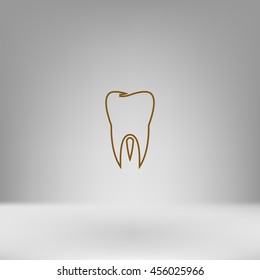 Flat paper cut style icon of tooth. Dentistry symbol icon vector illustration