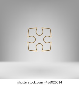 Flat paper cut style icon of puzzle part