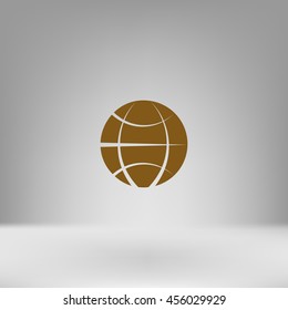 Flat paper cut style icon of globe. Vector illustration