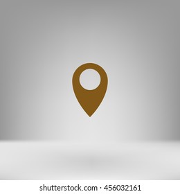Flat paper cut style icon of map pointer vector illustration
