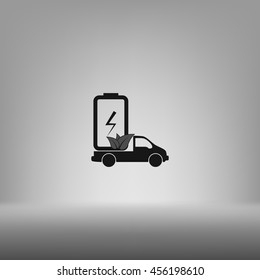 Flat paper cut style icon of eco vehicle. Delivery car symbol vector illustration
