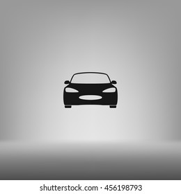 Flat paper cut style icon of a car. Vector illustration
