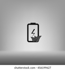 Flat paper cut style icon of eco friendly battery. Vector illustration