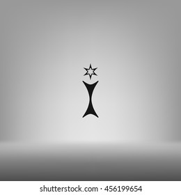 Flat paper cut style icon of trophy and award. Vector illustration