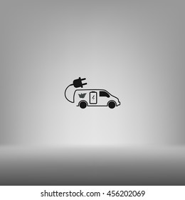 Flat paper cut style icon of an eco car. Vector illustration