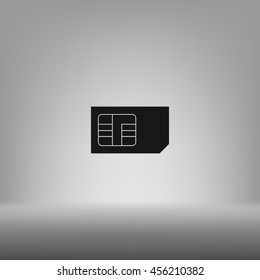 Flat paper cut style icon of a sim card. Vector illustration