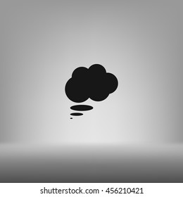 Flat paper cut style icon of thought cloud. Vector illustration