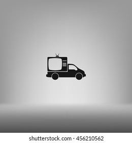 Flat paper cut style icon of vehicle. Delivery car symbol vector illustration