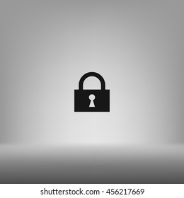 Flat paper cut style icon of a lock. Vector illustration