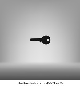 Flat paper cut style icon of an old key. Vector illustration