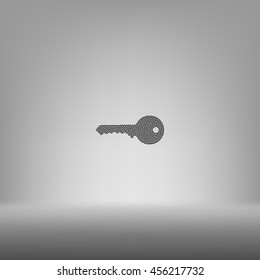 Flat paper cut style icon of an old key. Vector illustration