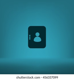 Flat paper cut style icon of an address book. Vector illustration