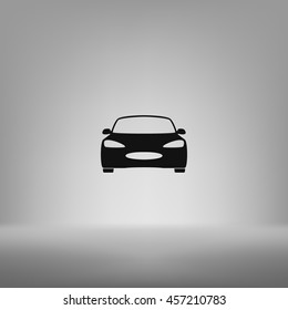 Flat paper cut style icon of a car. Vector illustration