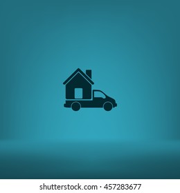Flat paper cut style icon of vehicle. Delivery car symbol vector illustration