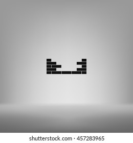 Flat paper cut style icon of brickwork fragment. Vector illustration