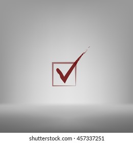 Flat paper cut style icon of check box. Vector illustration