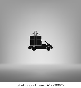 Flat paper cut style icon of vehicle. Delivery car symbol vector illustration