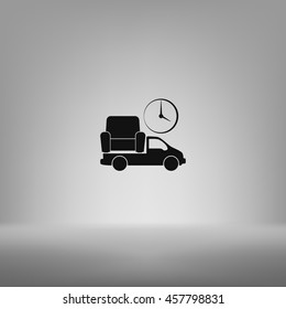 Flat paper cut style icon of vehicle. Delivery car symbol vector illustration