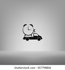 Flat paper cut style icon of vehicle. Delivery car symbol vector illustration