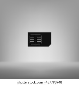 Flat paper cut style icon of a sim card. Vector illustration
