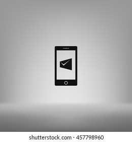Flat paper cut style icon of Short Message. Vector illustration