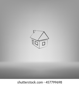 Flat paper cut style icon of house model vector illustration