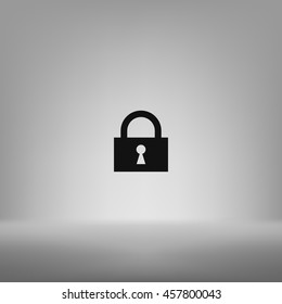 Flat paper cut style icon of a lock. Vector illustration