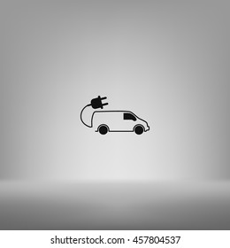 Flat paper cut style icon of an eco car. Vector illustration